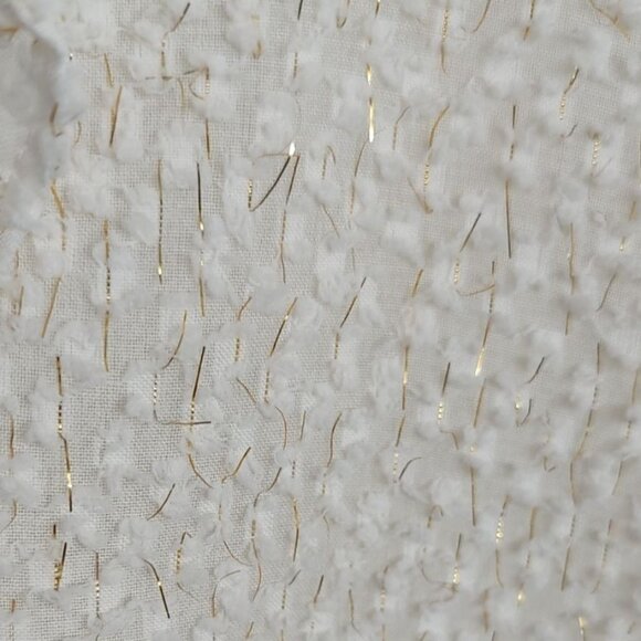 LOFT Top Blouse XL Ivory Gold Shimmer Ruffle V Neck Metallic Long Sleeve - Picture 5 of 8